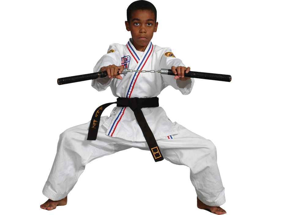 boy with martial arts weapon