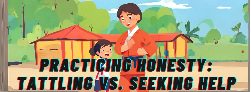 Child telling adult about a situation in an outdoor setting